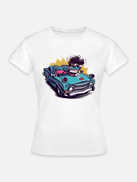 Max im Cabrio - Frauen T-Shirt - Weiß