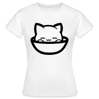 Chat confortable dans une gamelle - T-shirt Femme - blanc - Devant - AI Model Female 172 dark (172cm)