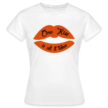 One kiss is all it takes song Kussmund lipstick - Women's T-Shirt - white - Front - AI Model Female 172 dark (172cm)