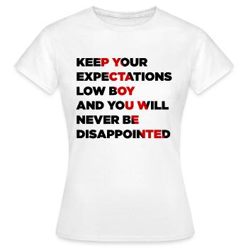 Gaming Experiences - Expectations Boy - Frauen T-Shirt - Weiß - Vorne - AI Model Female 172 dark (172cm)