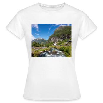 Geiranger panorama Storseterfossen Norwegen - Frauen T-Shirt - Weiß - Vorne - AI Model Female 172 dark (172cm)