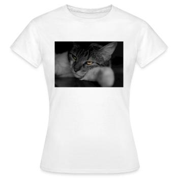 le chat au regard terrible - T-shirt Femme - blanc - Devant - AI Model Female 172 dark (172cm)