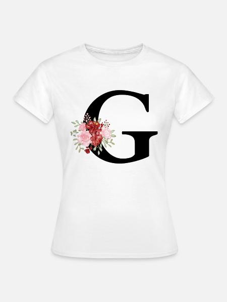 Roter Blumenbuchstabe G - Frauen T-Shirt - Weiß