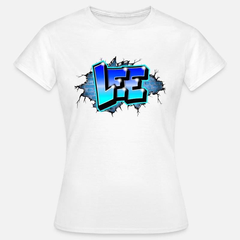 Graffiti LEE Blue Brick Risse - Frauen T-Shirt - Weiß