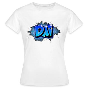 Graffiti DAI Blaue Ziegel Risse - Frauen T-Shirt - Weiß - Vorne - AI Model Female 172 dark (172cm)