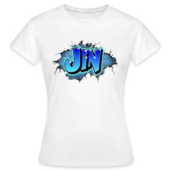 Graffiti Jin Wand Risse Blaue Ziegel - Frauen T-Shirt - Weiß - Vorne - AI Model Female 172 dark (172cm)