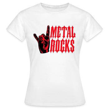 Heavy Metal Rocks Hard Rock Music Text Saying Logo - Women's T-Shirt - white - Front - AI Model Female 172 dark (172cm)