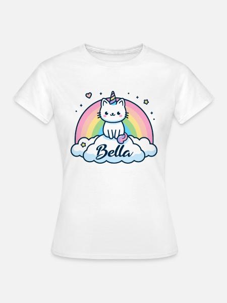Bella Name Vorname Einhornkatze - Frauen T-Shirt - Weiß