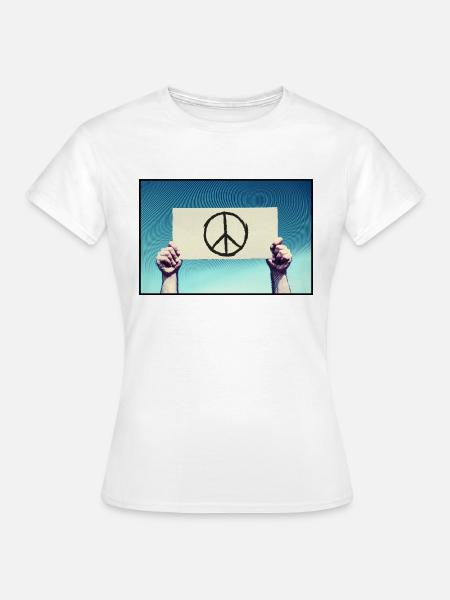 Zeichen - Peace-Zeichen - Frauen T-Shirt - Weiß
