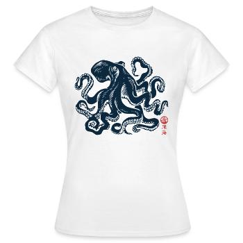 Pieuvre avec Kanji - T-shirt Femme - blanc - Devant - AI Model Female 172 dark (172cm)