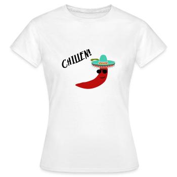 Chilli Chillen - Frauen T-Shirt - Weiß - Vorne - AI Model Female 172 dark (172cm)