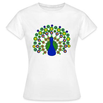 Pfau - Frauen T-Shirt - Weiß - Vorne - AI Model Female 172 dark (172cm)