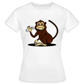 affe witzig lieb winken - Frauen T-Shirt - Weiß - Vorne - AI Model Female 172 dark (172cm)