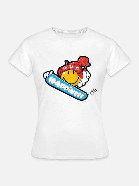 Smiley Snowboarding - Vrouwen T-shirt - wit