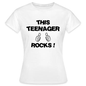 Teenager / Jugendliche / Jugendlicher / Kind - Frauen T-Shirt - Weiß - Vorne - AI Model Female 172 dark (172cm)