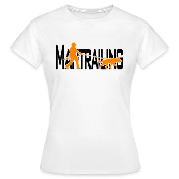Mantrailing Orange/Schwarz - Frauen T-Shirt - Weiß - Vorne - AI Model Female 172 dark (172cm)