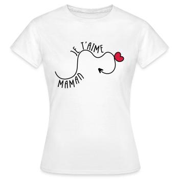 Maman Je t'aime - T-shirt Femme - blanc - Devant - AI Model Female 172 dark (172cm)