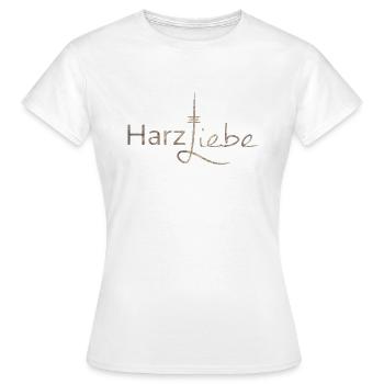 Harzliebe Holzschriftzug - Frauen T-Shirt - Weiß - Vorne - AI Model Female 172 dark (172cm)