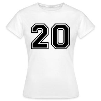 Numero 20 Équipe Foot baseball basket université - T-shirt Femme - blanc - Devant - AI Model Female 172 dark (172cm)