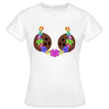 Kokosnuss Bikini Kokosnüsse BH Blumenkette Kokos N - Frauen T-Shirt - Weiß - Vorne - AI Model Female 172 dark (172cm)