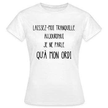 laissez-moi tranquille - T-shirt Femme - blanc - Devant - AI Model Female 172 dark (172cm)