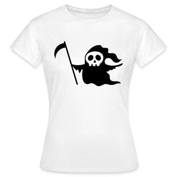Wandelnder Todesschädel mit einer Sense - Frauen T-Shirt - Weiß - Vorne - AI Model Female 172 dark (172cm)