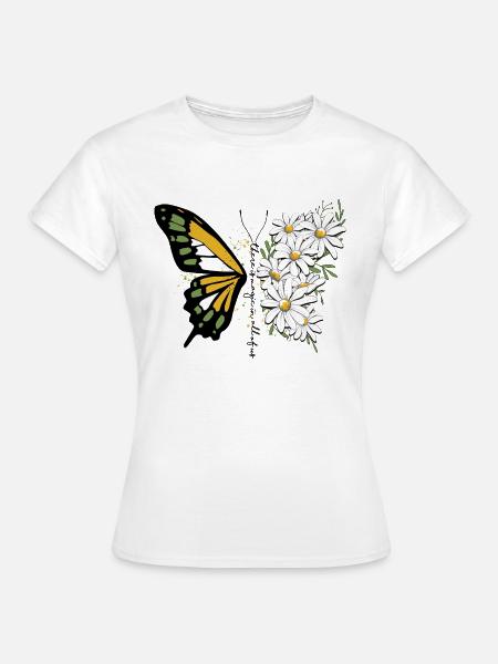 Schmetterling Blume blumig Floral Gänseblümchen - Frauen T-Shirt - Weiß