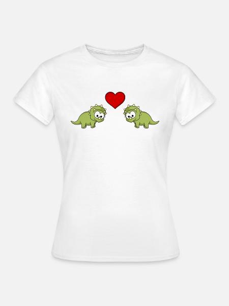 Dinosaurier triceratops Paar Liebe - Frauen T-Shirt - Weiß