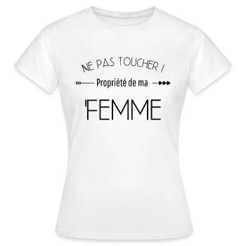 Ne pas toucher propriété de ma femme - T-shirt Femme - blanc - Devant - AI Model Female 172 dark (172cm)