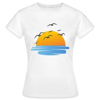 Coucher du soleil et oiseaux aquatiques - T-shirt Femme - blanc - Devant - AI Model Female 172 dark (172cm)