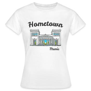 Ville natale de Munich, Bavière, Dessin à la main des propylées - T-shirt Femme - blanc - Devant - AI Model Female 172 dark (172cm)