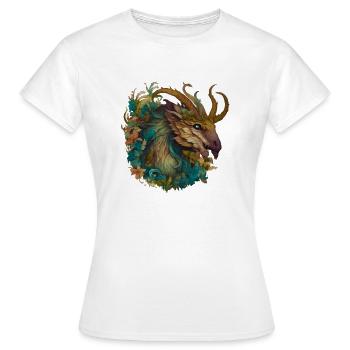 Mystische Kreatur mit Blumen - Frauen T-Shirt - Weiß - Vorne - AI Model Female 172 dark (172cm)