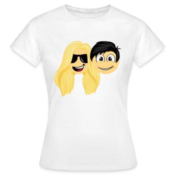 Couple amoureux femme blonde et homme brun - T-shirt Femme - blanc - Devant - AI Model Female 172 dark (172cm)