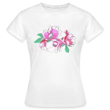 Rosa Blumenstrauß - Frauen T-Shirt - Weiß - Vorne - AI Model Female 172 dark (172cm)