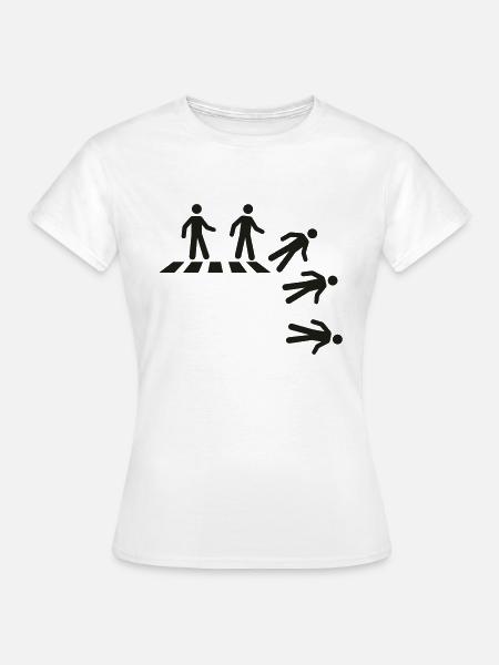 Strichmännchen am Zebrastreifen - Frauen T-Shirt - Weiß
