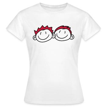 2 freunde kopf gesicht paar familie gemalt kind kr - Frauen T-Shirt - Weiß - Vorne - AI Model Female 172 dark (172cm)