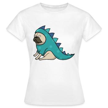 Dino Pug - Women's T-Shirt - white - Front - AI Model Female 172 dark (172cm)