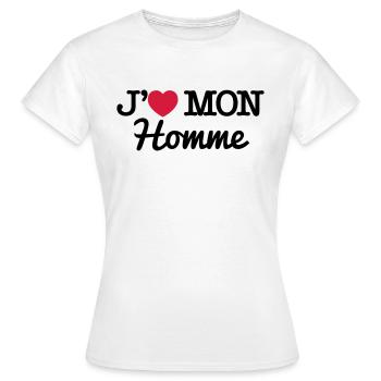 J'aime mon homme - T-shirt Femme - blanc - Devant - AI Model Female 172 dark (172cm)