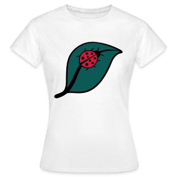 Petite coccinelle sur un dessin de la feuille - T-shirt Femme - blanc - Devant - AI Model Female 172 dark (172cm)
