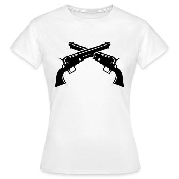 Pistolets Croisés / Colts Croisés (2c) - T-shirt Femme - blanc - Devant - AI Model Female 172 dark (172cm)