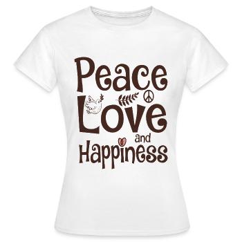 peace love happiness frieden liebe glücklich sein - Frauen T-Shirt - Weiß - Vorne - AI Model Female 172 dark (172cm)