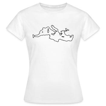 Design minimaliste de la mer Méditerranée - T-shirt Femme - blanc - Devant - AI Model Female 172 dark (172cm)