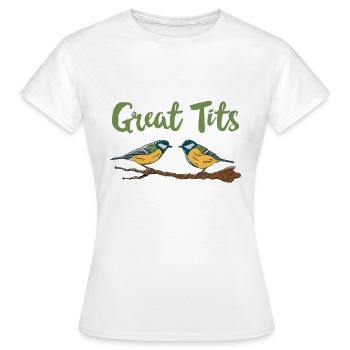 Funny Bird Lover Gift Great Tits Birding - Women's T-Shirt - white - Front - AI Model Female 172 dark (172cm)