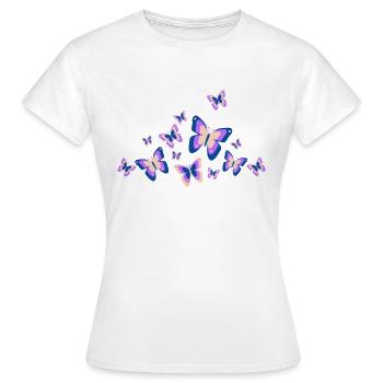 Butterfly Butterfly Insects Spring Summer colorful - Women's T-Shirt - white - Front - AI Model Female 172 dark (172cm)
