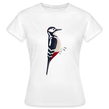 Grande illustration d’oiseau pic tacheté - T-shirt Femme - blanc - Devant - AI Model Female 172 dark (172cm)