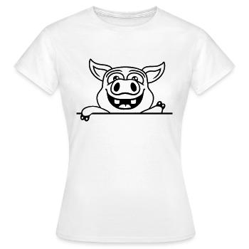 Sympathique cochon d’écurie ondulant - T-shirt Femme - blanc - Devant - AI Model Female 172 dark (172cm)