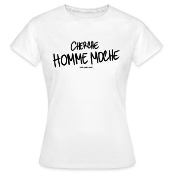 Cherche homme moche - T-shirt Femme - blanc - Devant - AI Model Female 172 dark (172cm)