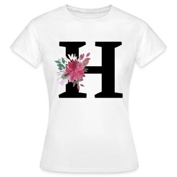 Buchstabe h blumig - Frauen T-Shirt - Weiß - Vorne - AI Model Female 172 dark (172cm)