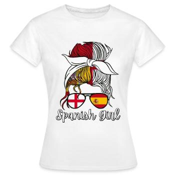 Spanisches Mädchen Englische Flagge Spanien chica española - Frauen T-Shirt - Weiß - Vorne - AI Model Female 172 dark (172cm)