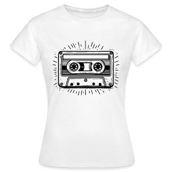 Musikkassette Kompakt Kassette Tonband 80er - Frauen T-Shirt - Weiß - Vorne - AI Model Female 172 dark (172cm)